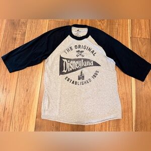 Disney Gray and Black Raglan Disneyland Baseball Tee